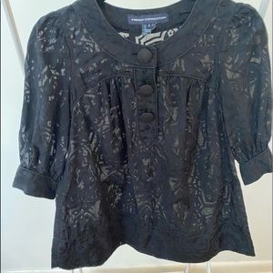 French Connection Black Patterned Top Size 2